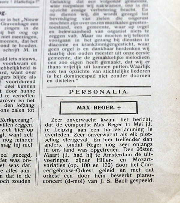 Reger in Het Orgel. Een bijdrage aan de receptiegeschiedenis van Max Reger in Nederland.