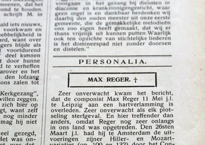 Reger in “Het Orgel”; a contribution to the reception history of Max Reger in the Netherlands by Jan Smelik